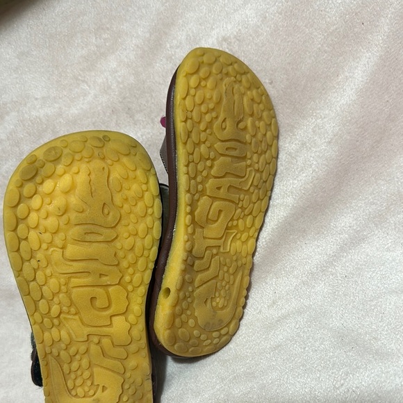 Little Me Brown and Pink Sandals with Floral Accents - Picture 3 of 5